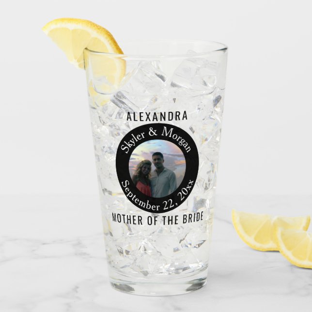 Verre Photo Mariage Simple, Noir Et Blanc Rond (Devant glace)