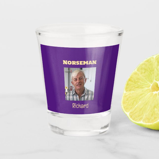Verre photo personnalisé de Norseman violet et or (Devant)
