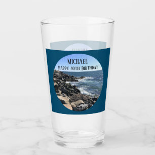 Verre Photo ronde de Ocean Shore Blue Sea 40 Anniversair