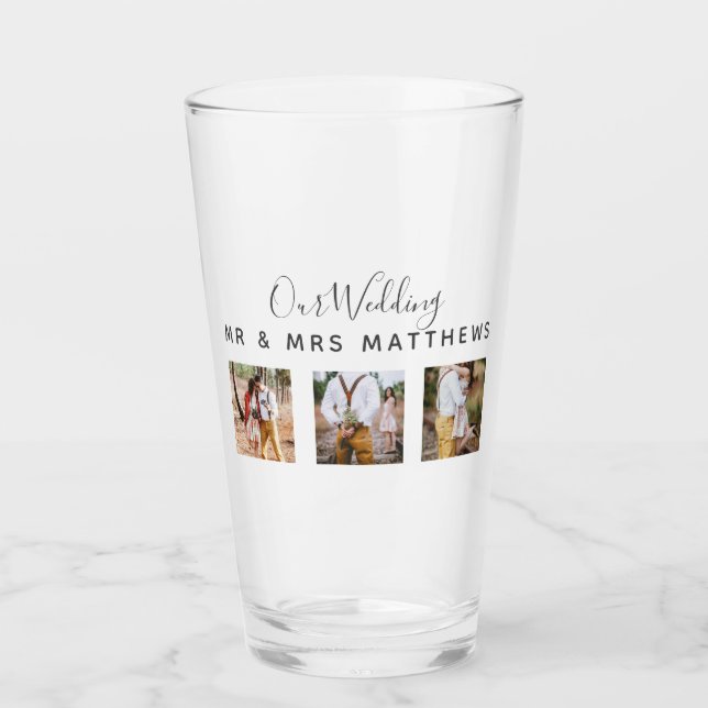 Verre Photo Rustic Collage Monogram NEWLYWEDS WEDDING (Devant)