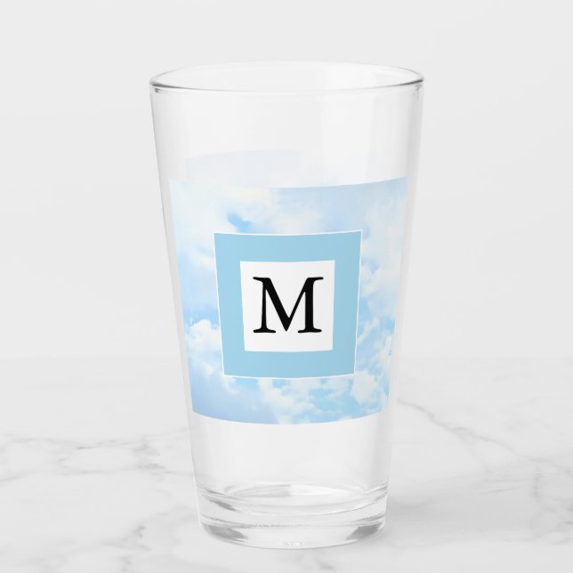 Verre Photo Soft Blue Sky Custom Single Initial (Devant)