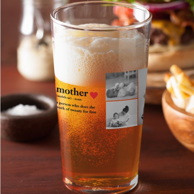 Verre Photo & Texte Moderne Coeur Rouge Mère Cadeau (Créateur téléchargé)