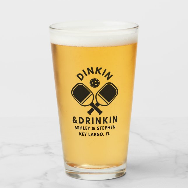 Verre Pickleball Dinkin & Drinkin Pint Glass (Devant (rempli))