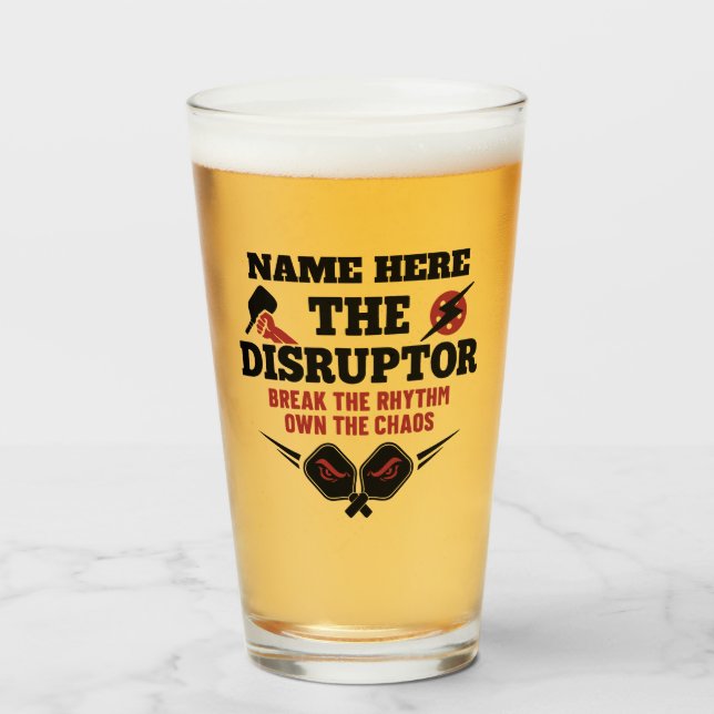 Verre Pickleball Personalized Name The Disruptor Beer (Devant (rempli))
