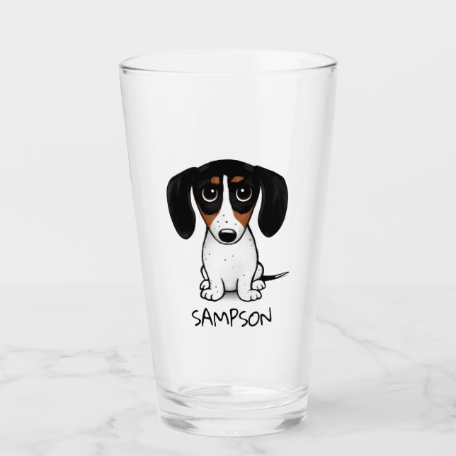 Verre Piebald Dachshund Cute Chien Chien Personnalisé Ve (Devant)