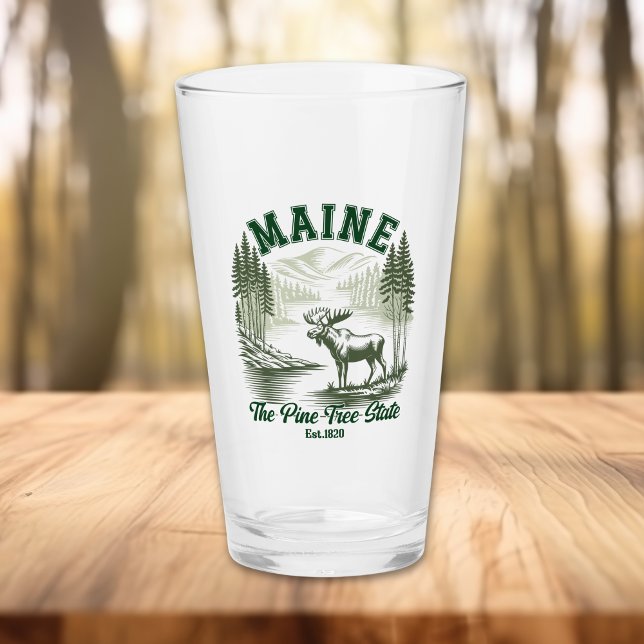 Verre Pine Tree State Moose and River Artwork (Créateur téléchargé)