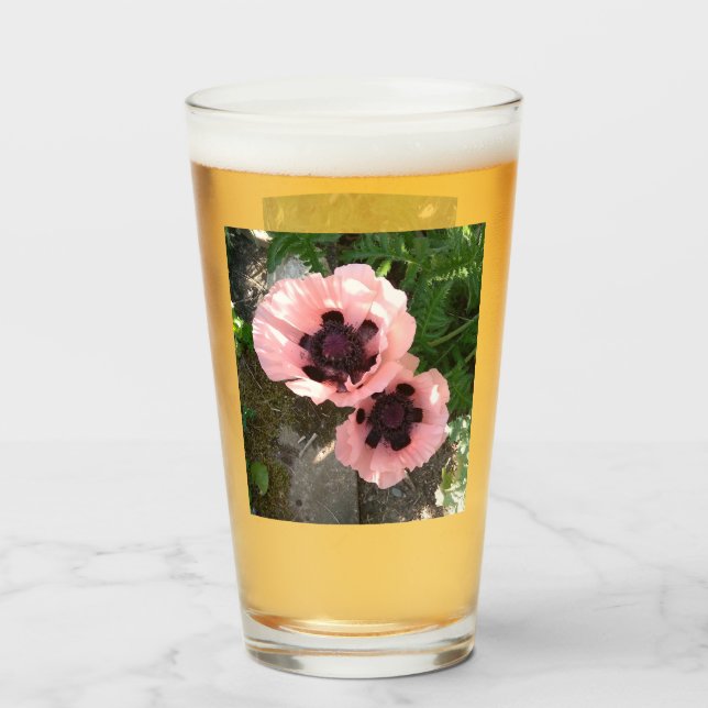 Verre Pink Poppy Flower Glass (Devant (rempli))