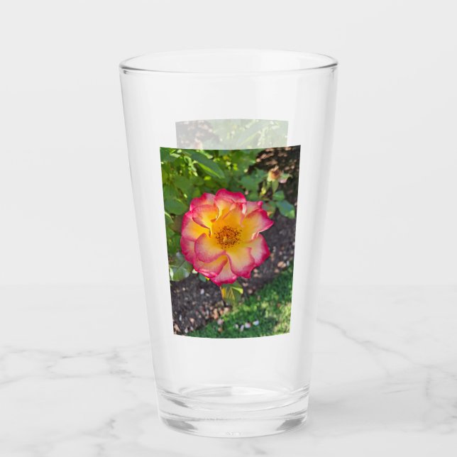 Verre Pink Yellow Rose Glass (Devant)