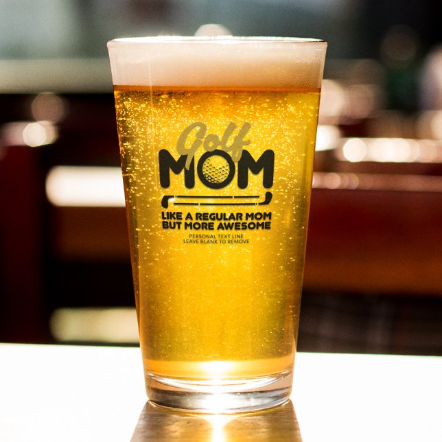 Verre Pint Cool tendance "GOLF MOM" Gold Typographie (Créateur téléchargé)