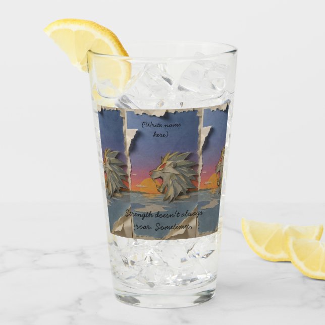 Verre  Pint Glass Awaken the Lion (Devant glace)