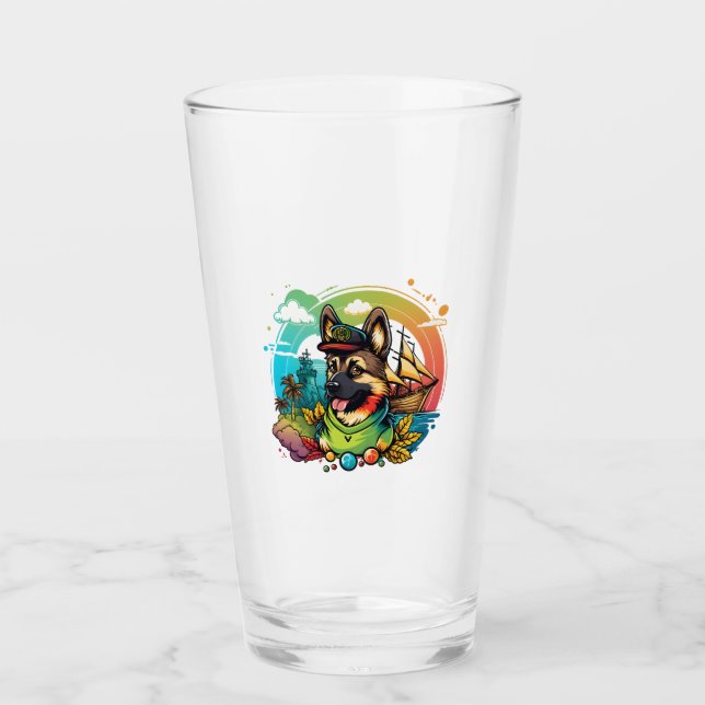 Verre Pirate de chien berger allemand (Devant)