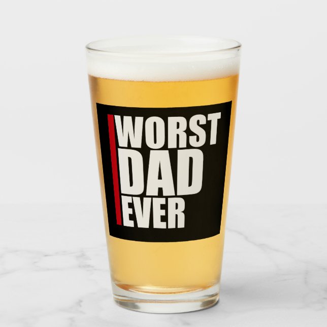Verre Pire Papa De Tous Les Temps Blague Drôle Et Sarcas (Devant (rempli))