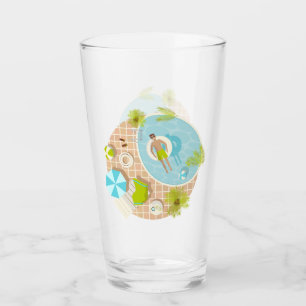 Verre Piscine mec sur la plage tropicale estivale vacanc