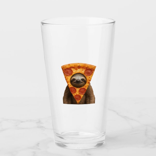 Verre Pizza de paresseux drôle étrange blague mème migno (Devant)