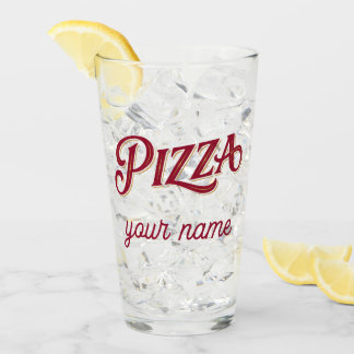 Verre Pizza Écriture Classique Lettre Italien Célébratio