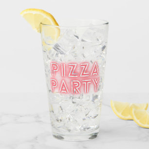 Verre Pizza Party Neon, effet Texte rose