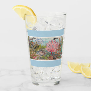 Verre Plage de corail de poisson bleu