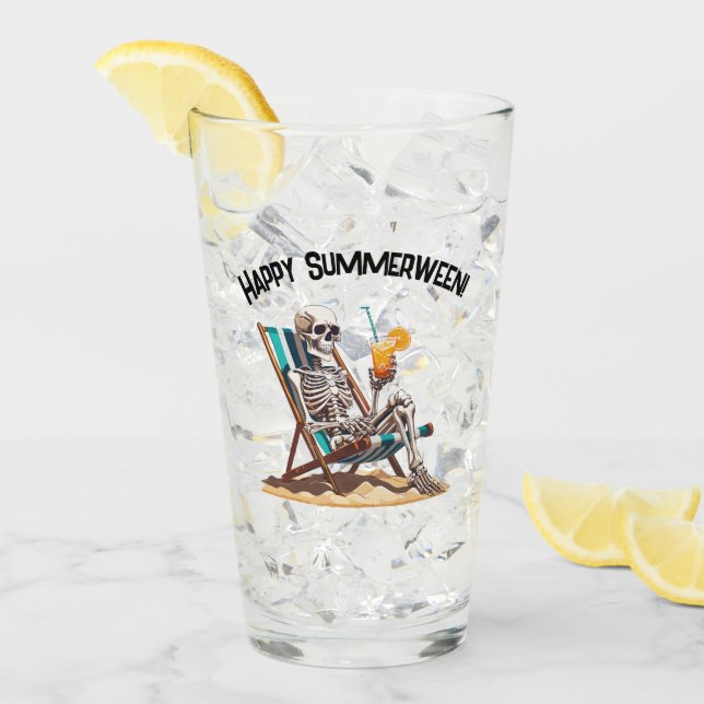 Verre Plage Lounge Squelette Halloween (Devant glace)