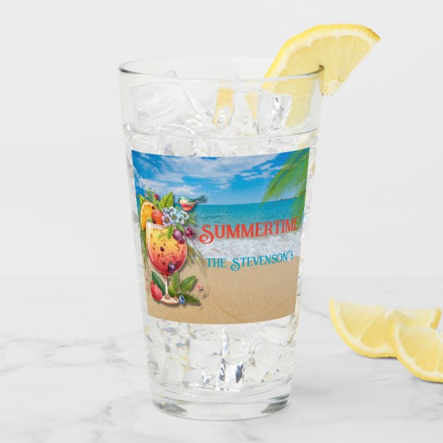 Verre Plage personnalisée en été Océan (Dos glace)