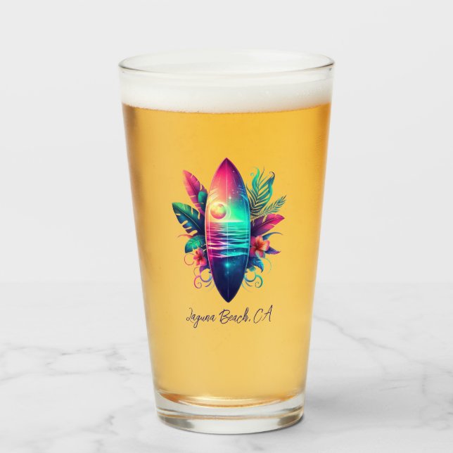 Verre Plage Tropical Surboard (Devant (rempli))