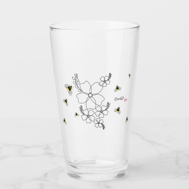 Verre Plantes colorés et aquarelle de bourdon (Devant)