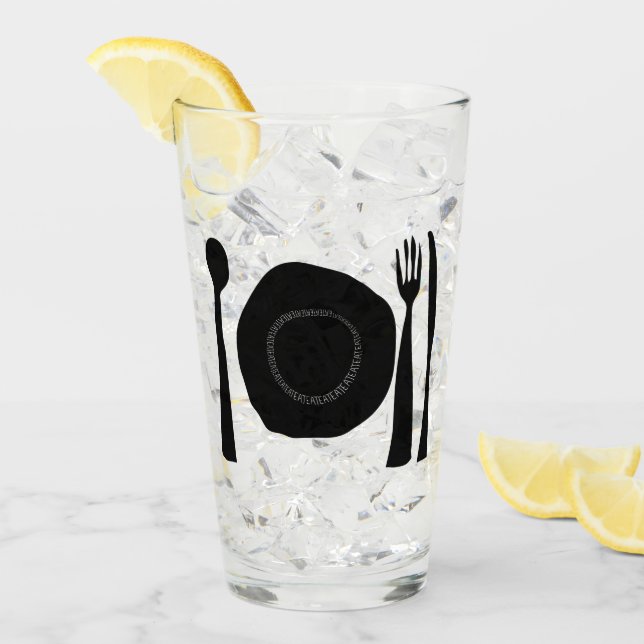 Verre Plaque et ustensiles noirs et blancs (Devant glace)