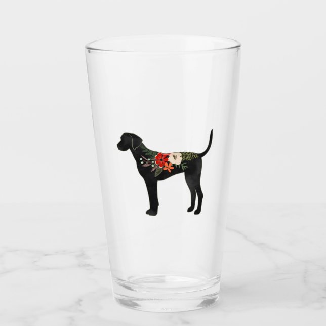 Verre Plott Hound Chien race Boho Floral Silhouette (Devant)