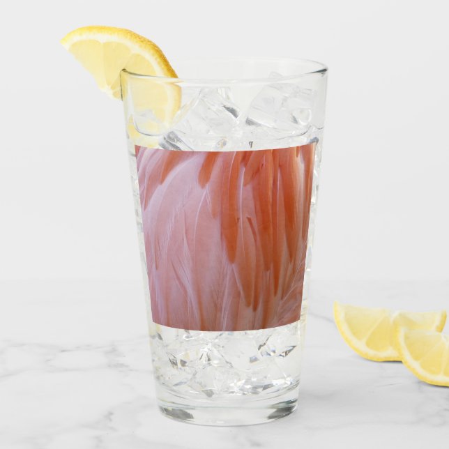 Verre Plumes de Flamant rose dans les tons roses (Devant glace)