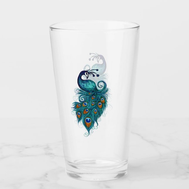 Verre Plumes de paon Peacocks Turquoises (Devant)