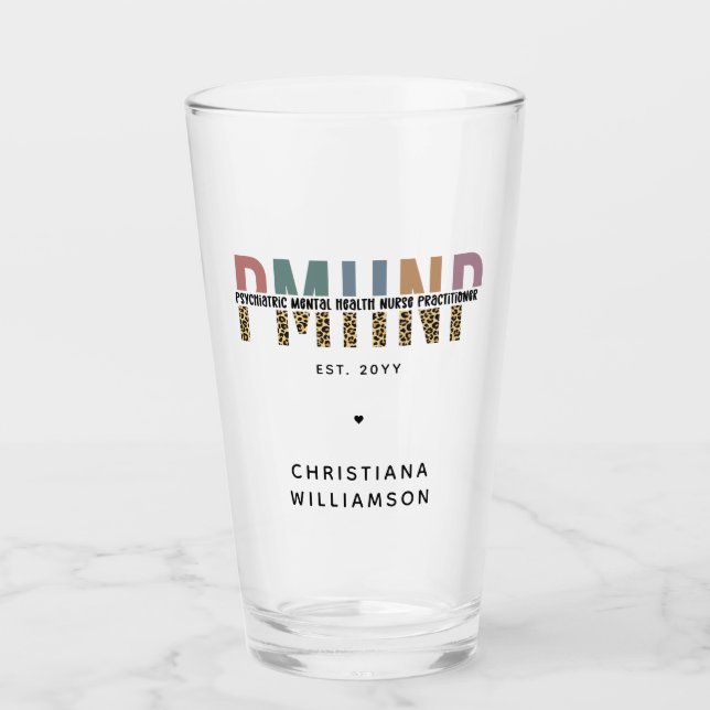 Verre PMHNP Empreinte de léopard Psychiatrie Santé menta (Devant)