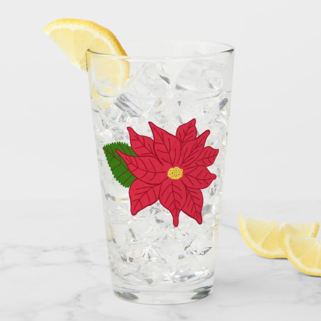 Verre Poinsettia de Noël rouge (Devant glace)