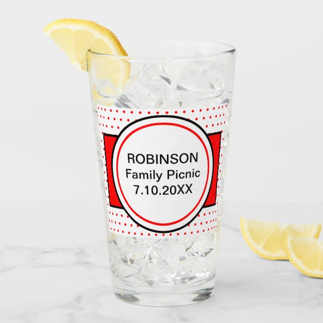 Verre Pois rouges de pique-nique de famille (Devant glace)