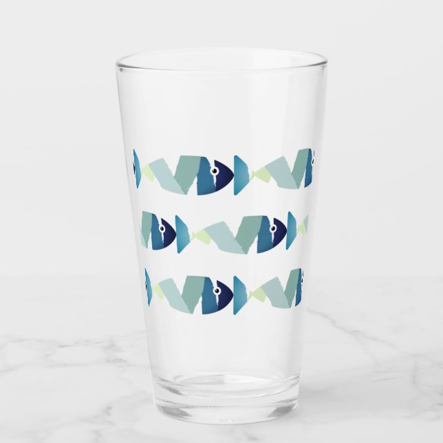 Verre Poisson bleu de natation Abstraite (Devant)