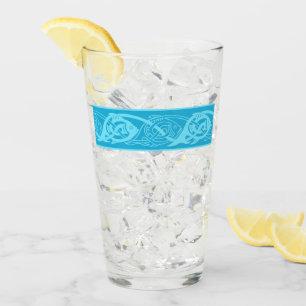 Verre Poisson en noeud celtique en bleu