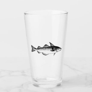 Verre Poisson Haddock vintage