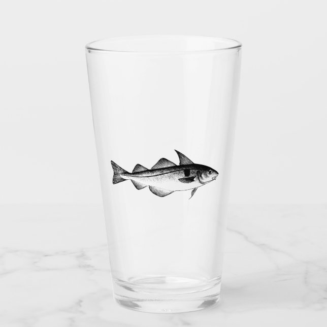 Verre Poisson Haddock vintage (Devant)