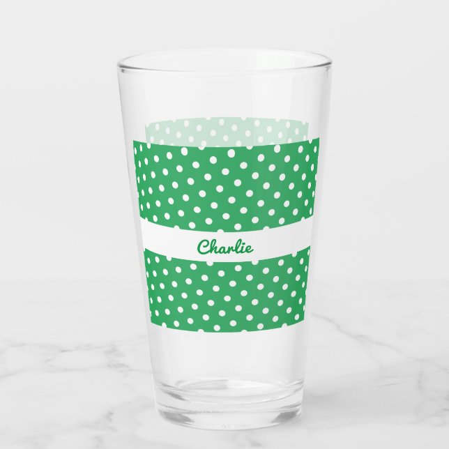 Verre Polka vert et blanc personnalisées avec motif (Dos)