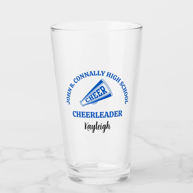 Verre Pom-pom personnalisé de l'école secondaire bleue (Devant)