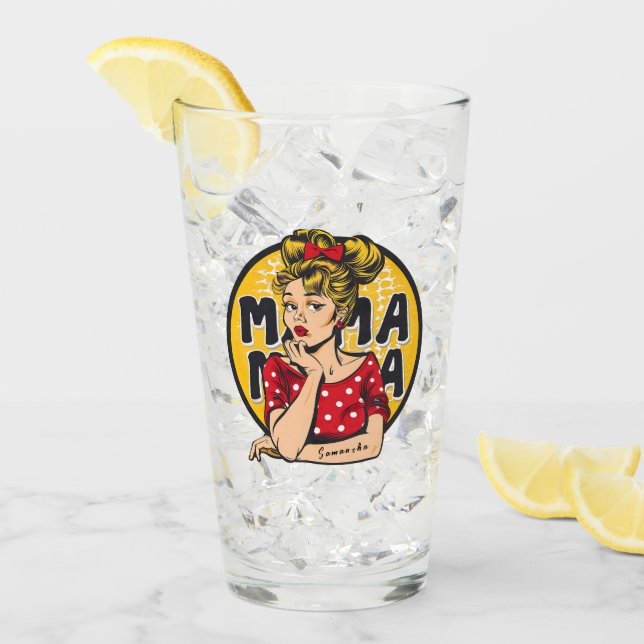 Verre Pop Art Retro Personnalisé (4) (Devant glace)