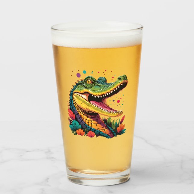Verre Portrait de crocodile coloré (Devant (rempli))