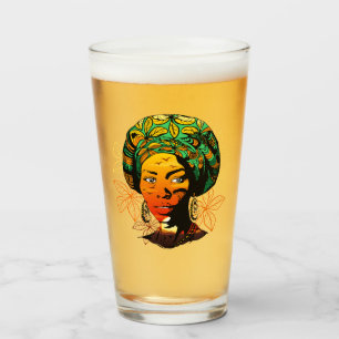 Verre Portrait féminin africain avec coucher de soleil