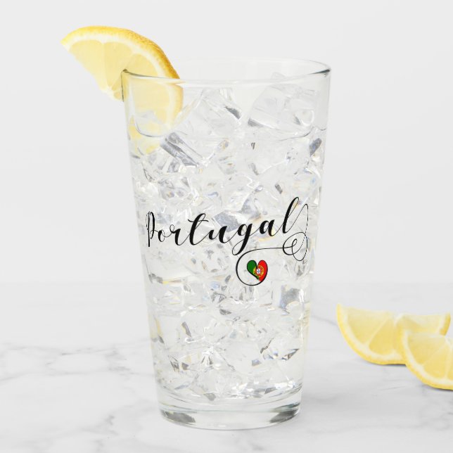 Verre Portugal Drapeau Coeur Design, Portugal (Devant glace)