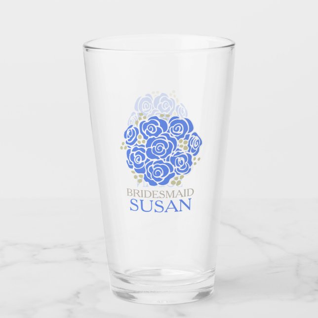 Verre Posy merci bridesmaid bleu rose mariage pour (Devant)
