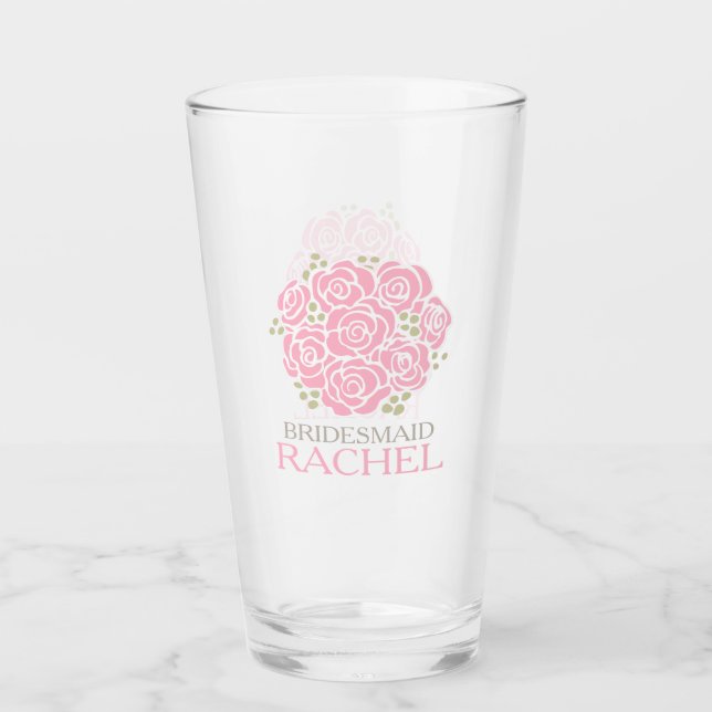 Verre Posy merci bridesmaid mariage rose (Devant)