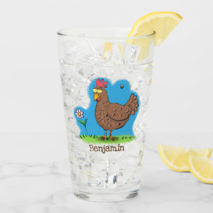 Verre Poulet drôle rustique fantaisiste dessin animé