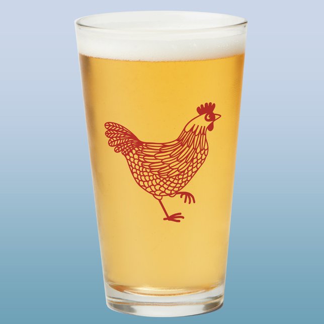 Verre Poulet Hen Beer (Chicken hen poultry glass tumbler)
