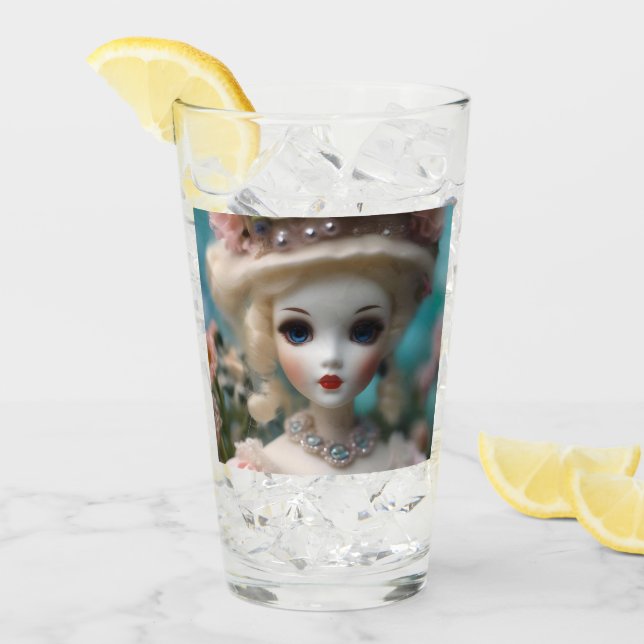 Verre Poupée Vintage bleue, (Devant glace)