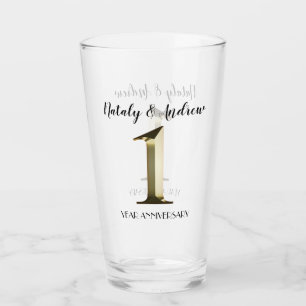 Verre Premier mariage d'or métallique