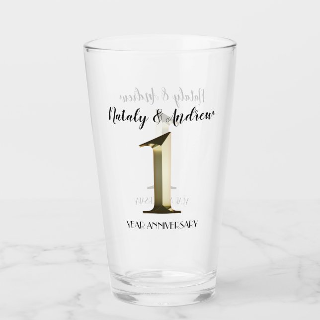 Verre Premier mariage d'or métallique (Devant)