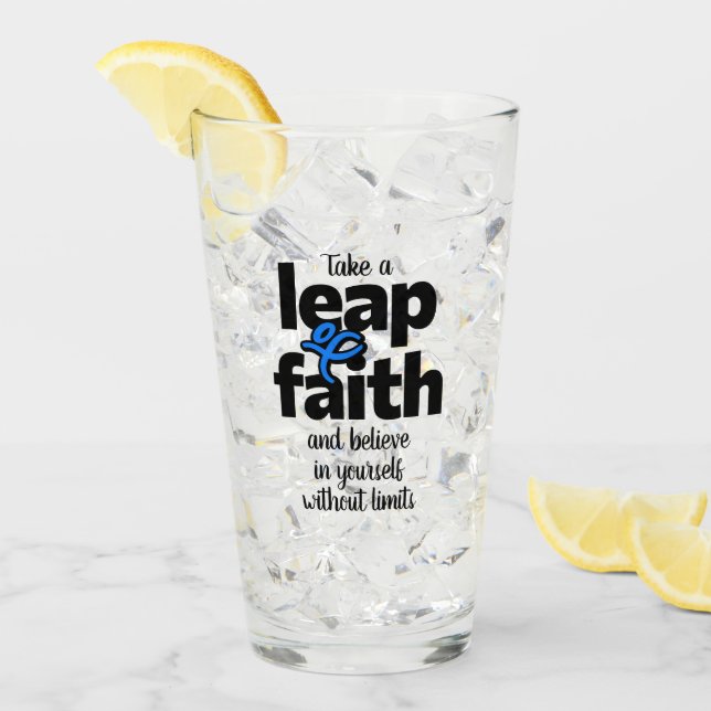 Verre Prenez Un Leap De Foi & Croire... Mug (Devant glace)